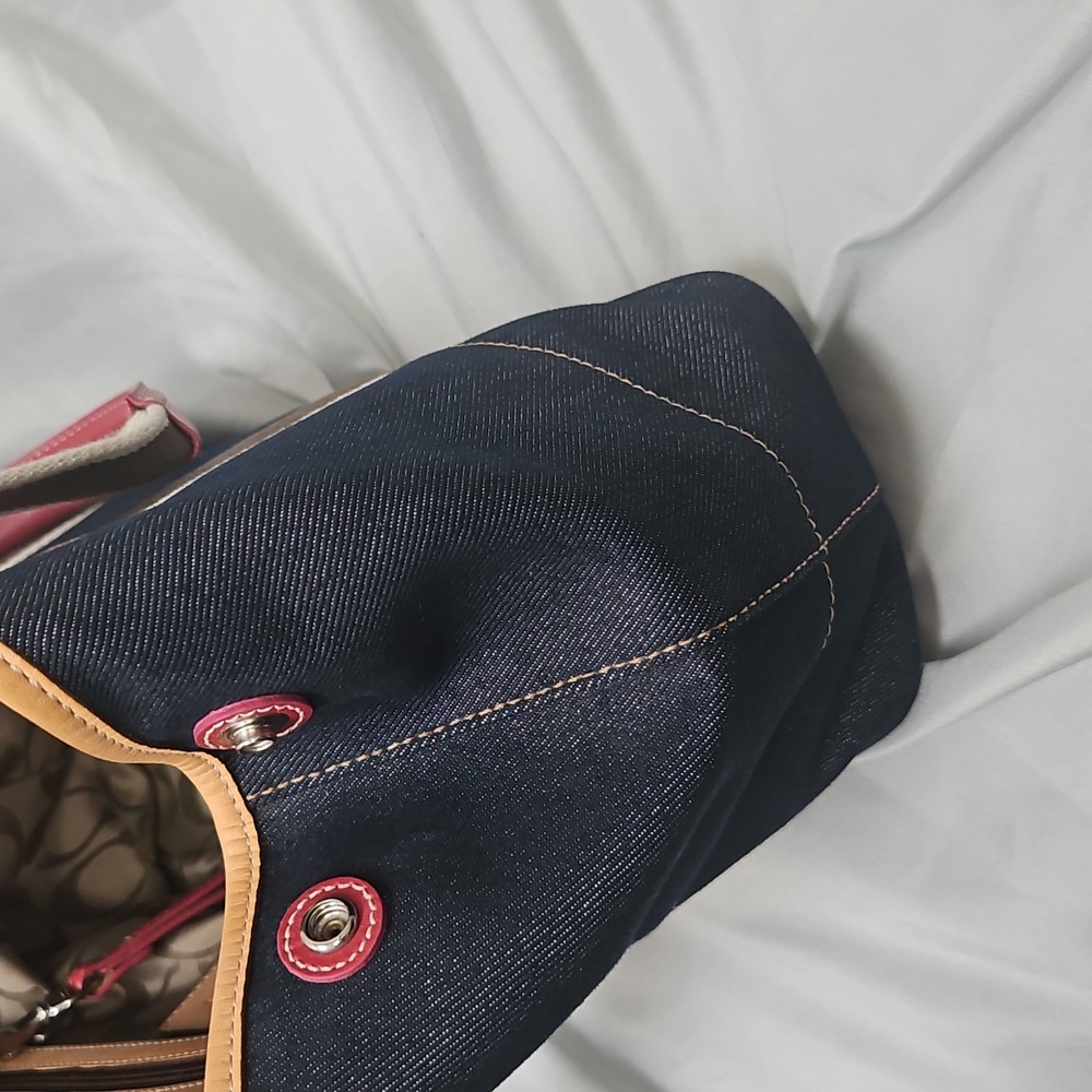 Vintage Coach Hampton Denim and Leather Tote - Picture 6 of 14